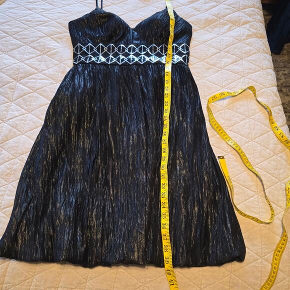 Joseph Ribkoff Y2K Baby Doll Dress Women's 10 Black Silver Sequin Festive Season - Picture 13 of 14